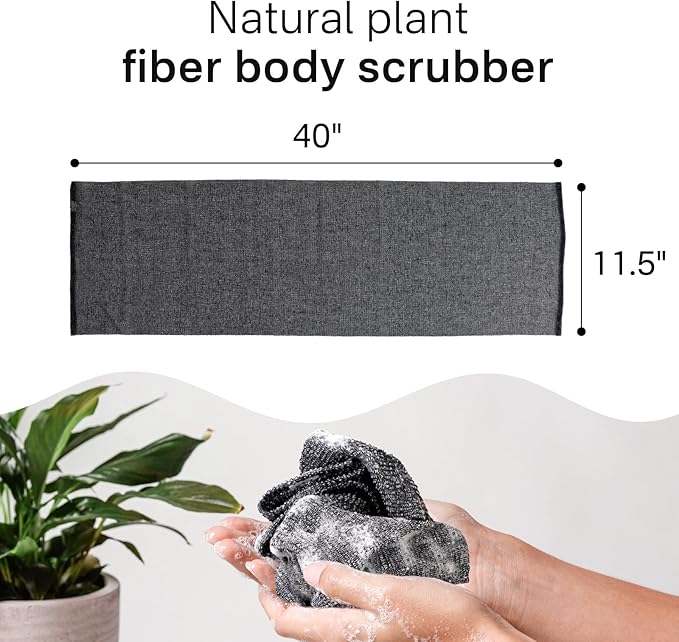 Yiclick Exfoliating Washcloth Towel, Japanese Exfoliating Bath Wash Cloth for Body Exfoliation, Korean Back Scrubber Washer for Shower, African Net Sponge Brush Loofah Exfoliator (Grey)
