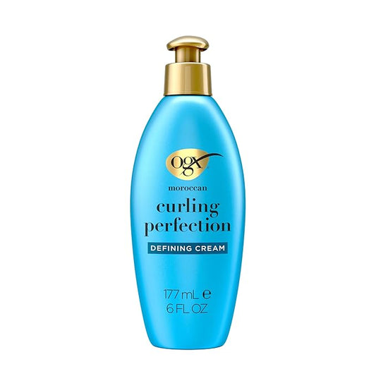 OGX Argan Oil of Morocco Curl-Defining Styling Cream, Anti-Frizz Curl Cream for Curly Hair & All Textures, Cold-Pressed Argan Oil, Paraben-Free, Sulfate-Free Surfactants, Curly Hair Products, 6 oz