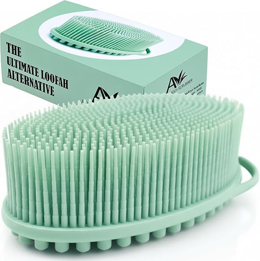 Avilana Premium Silicone Body Scrubber - 8 Years Trusted Since 2017 - SGS Certified Food Grade Dual Sided Bath Brush, Quick-Dry Exfoliating Loofah Alternative, Massage Brush Sensitive Skin Women Men