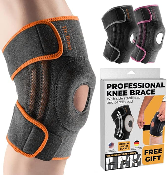 DR. BRACE ELITE Knee Brace with Side Stabilizers & Patella Gel Pads for Maximum Knee Pain Support and fast recovery for men and women-Please Check How To Size Video (Mars, Large)
