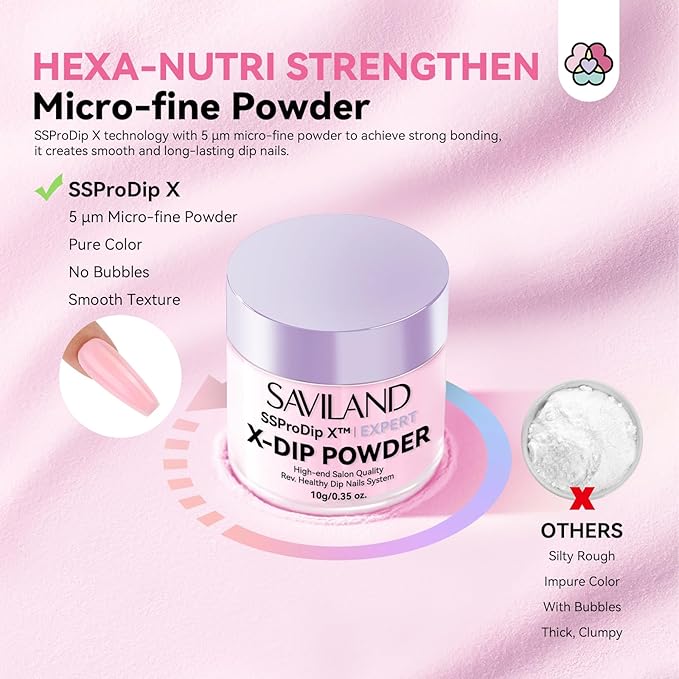 SAVILAND Dip Powder Nail Kit Starter: Classic Nude Clear White 4 Colors Dip Nail Kit for Beginner with Dipping Liquid 2-in-1 Dip Base & Top Activator French Nail Art Manicure DIY Home Christmas Gift