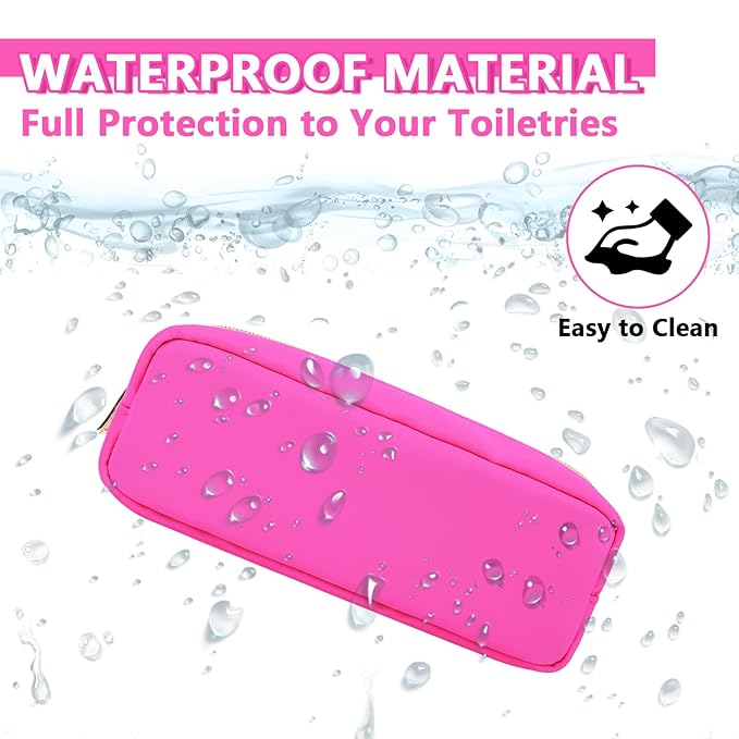 6 Pcs Waterproof Small Pencil Case Makeup Bag for Purse,Cute Pencil Pouch Preppy Nylon Makeup Brush Holder with Zipper,Girls Portable Storage Case Small Pen Bag for Office School College Travel