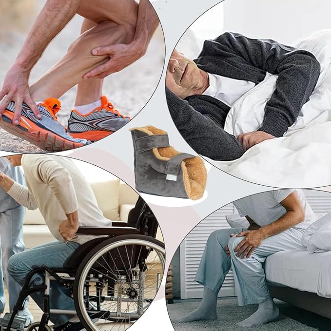 Heel Protectors for Bed Pressure Sores in Bed,Foot Boot Pillow Comfort Cushion for Bedridden Patients Remove Bedsores, Ankle Booties Pad for Ulcer Pain Relief (Gray, Pack of 1 Count)