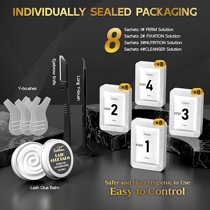 6 IN 1 Lash Lift & Brow Lamination Kit with Black Dark Brown, Home Lash Lift Kit, Quick Lash Curled Brow Perming with All Tools, Safe and Effective Result, Lasts for 6-8 Weeks, Christmas Gift for Her