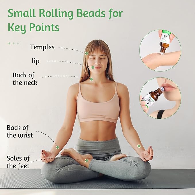 5 Pcs Castor Oil Roll on Set, Certified Organic Castor Oil Rolling for Skin Waist Back Leg Lip Eyebrow Hair, Cold Pressed Essential Oil in Glass Bottle