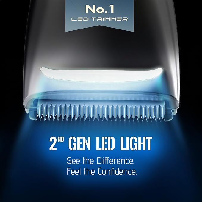 Manscape Groin & Body Hair Trimmer for Men, Electric Ball Shaver & Pubic Grooming Kit, LED Light, IPX7 Waterproof Wet/Dry Groomer, Rechargeable Manscaper with Ceramic Blades (Gold)