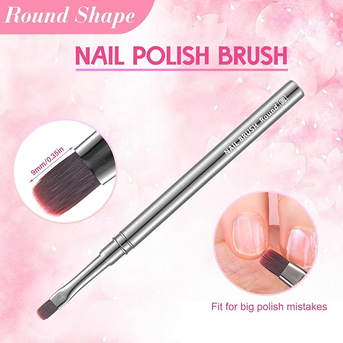 3Pcs Nail Art Clean-Up Brushes Set, Cleaning Mistake Polish On Cuticles Angled Round Flat Brush Acetone Resistant For Manicure Painting Design Cleaner Remover Tool Professional DIY