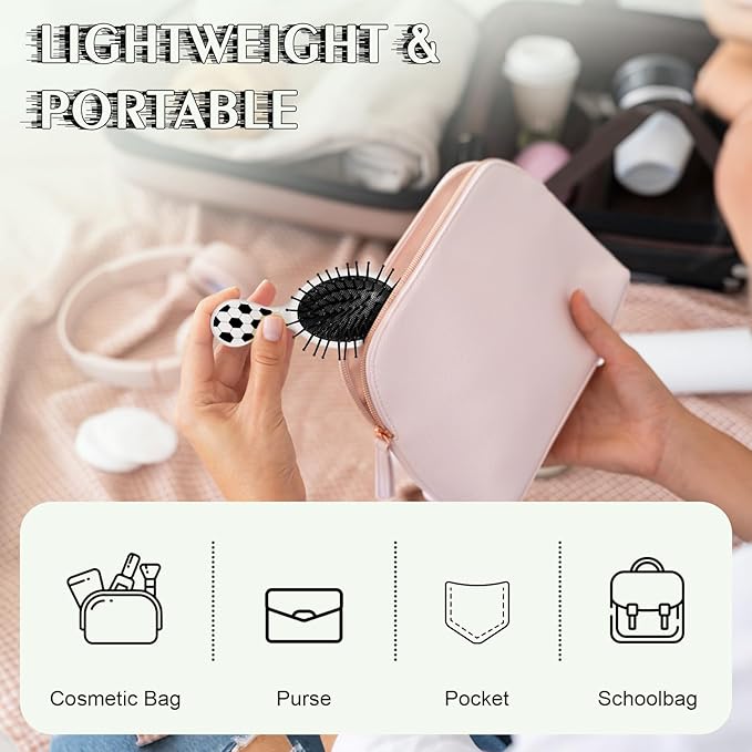 12 Pcs Soccer Mini Detangler Brush, Mini Travel Hair Brush, Bristles Plastic Detangling Brush, No Tangle Soft Flexible Bristles for Straight, Curly, Thick Hair for Soccer Team Gift Sport Party