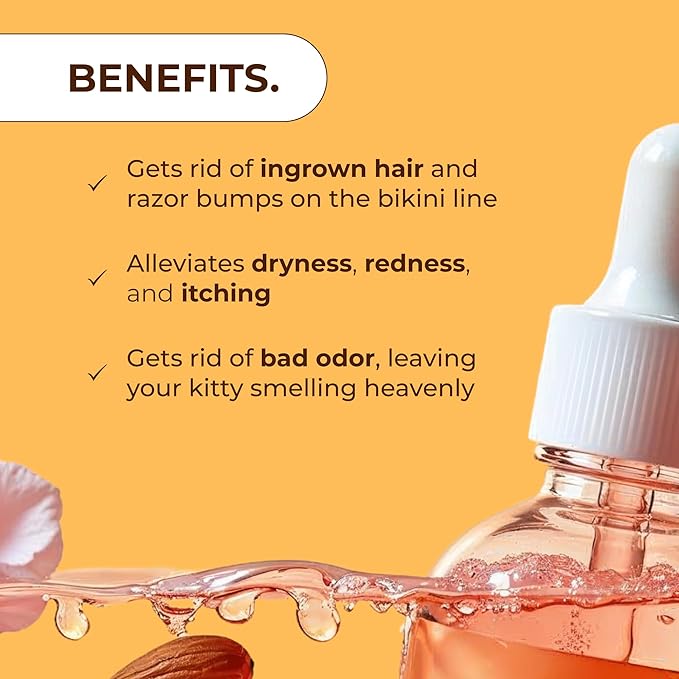 Glo Melanin Yoni Oil Wash for Women pH Balance and Wetness, Vaginal or Feminine Oil for Ingrown Hair with Rose Petals, Almond, Vitamin E Jojoba Oils Herbal Blend for Yoni Care (2 oz / 60ml)