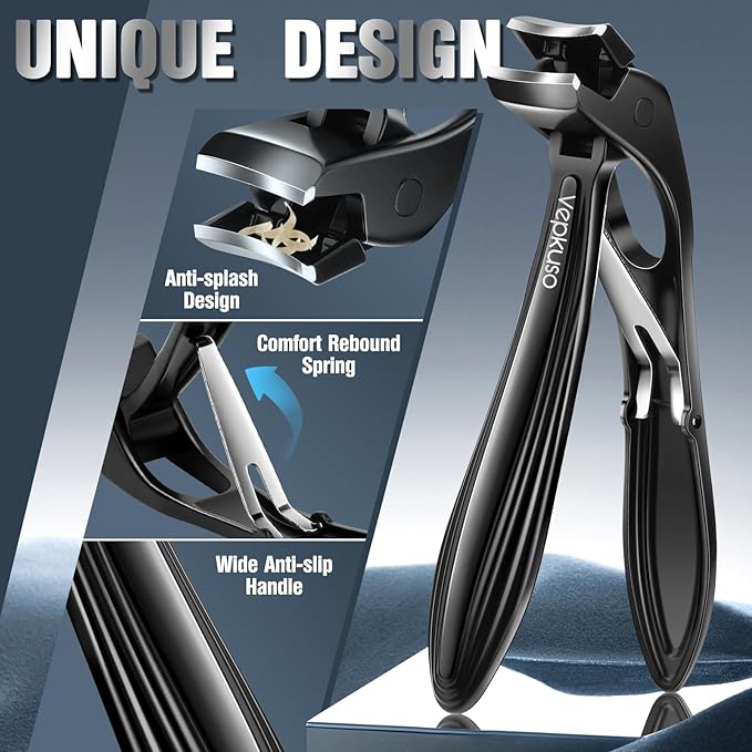 Toenail Clippers&Nail Clippers for Seniors Thick Nails - Professional Nail Clippers Set for Men/Women, Manicure Kit with Angled Head, Stainless Steel Toe Nail Cutter, Gift Idea