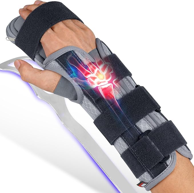 FEATOL Resting Hand Splint, Stroke Hand Immobilizer For Men and Women，Wrist Finger Brace For Carpel Tunnel, Stroke Recovery, Right, Large