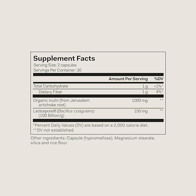 The Nue Co. Pre + Probiotic Supplement - Synbiotic & Spore Based Formula for Daily Gut Balance - Vegan & Gluten Free Immune Supplement - Supports Digestive Wellness, Immunity & Skin | 60 Capsules