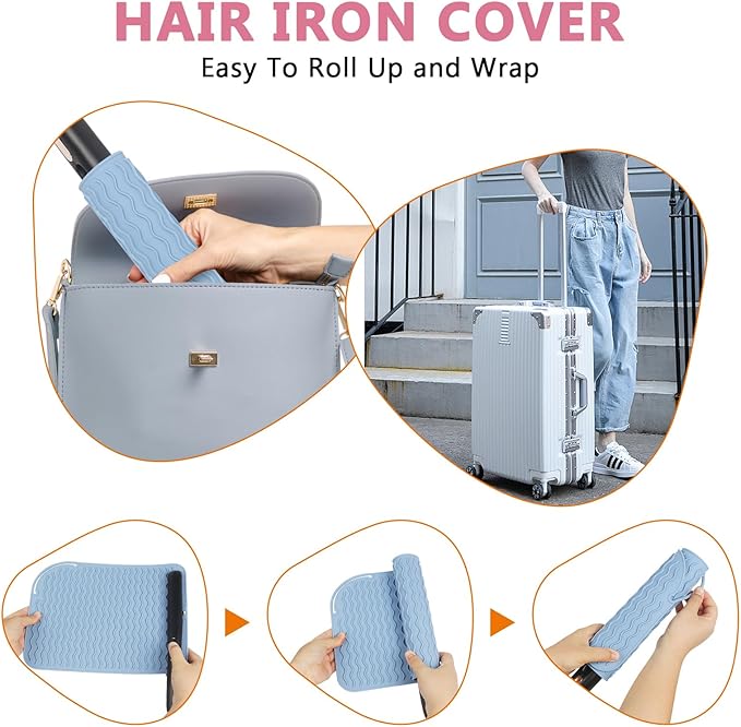 Larger Size Silicone Heat Resistant Mat for Curling Irons, Flat Irons, Hair Straightener and Other Hair Styling Tools, Portable Hot Tools Pad Cover for Travel Vanity Salon(12.0" x 9.0")