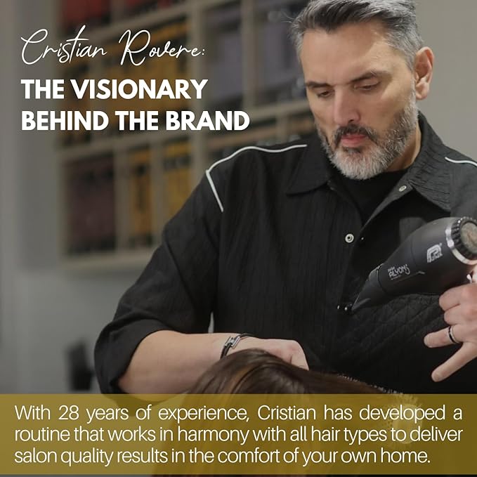 Cristian Rovere - Signature Hair Serum - Organic Argan Oil & Acai Extract - Frizz Control & Shine Serum - Sulfate Free & Paraben Free - Lightweight Hair Oil for Smoothness - 1.7 Fl Oz