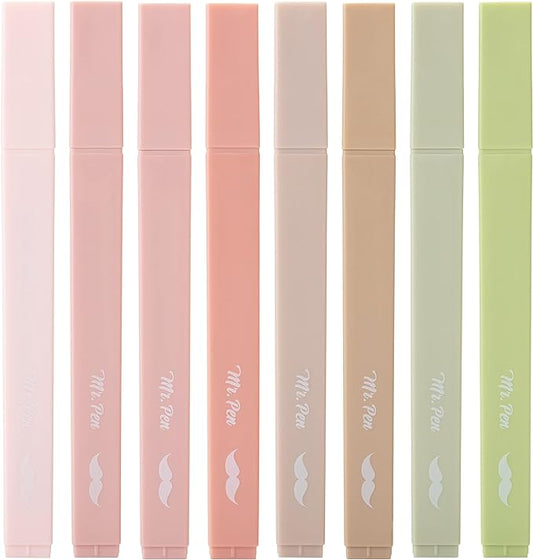 Mr. Pen- Aesthetic Highlighters, 8 pcs, Chisel Tip, Boho Colors, No Bleed Bible Highlighter Pastel, Assorted Colors, Cute