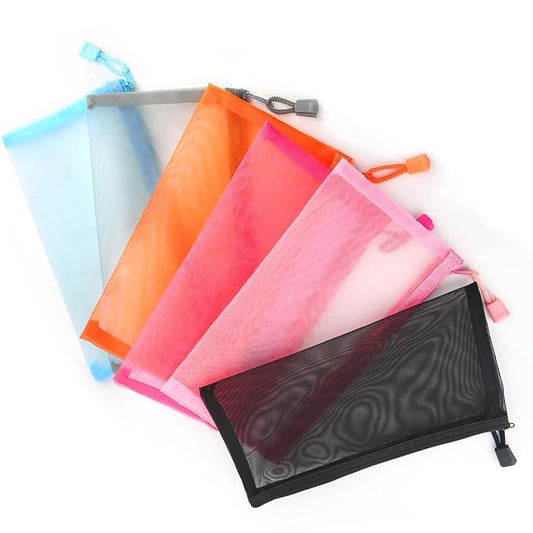 EASYFUN 6 Pieces Multipurpose Mesh Cosmetic Bag With Zipper Portable Travel Organizing Zipper Pouch Toiletries Makeup Pouches For Home Travel Accessories Pencil Case