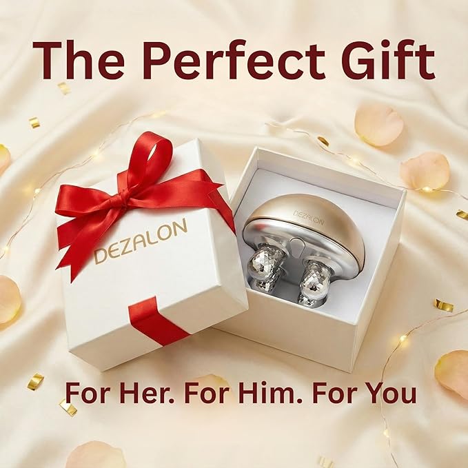 Microcurrent Facial Device, Face Massager Tool, Eye and Neck Massager, Face Roller, Beauty Tools for Relaxing Facial Massage and Skin Care Routine, Gold Color