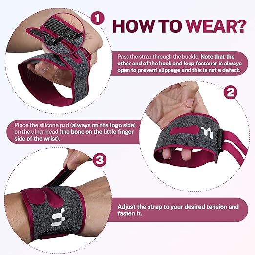 Ultra Thin TFCC Wrist Brace for TFCC Tear with 3D Cushion Pads, Ulnar Wrist Brace for Ulnar Sided Wrist Pain, Adjustable Compression Wrist Wrap for Sports Tennis Golf Weight Bearing, 1 Pack