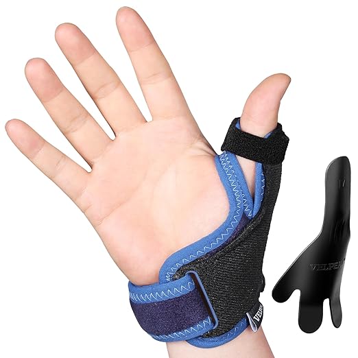 Velpeau Thumb Wrist Support Brace, CMC Thumb Spica Splint for Arthritis Pain, De Quervains Tenosynovitis, Trigger Thumb, Tendonitis, Sprain, Fits Both Left or Right Hands (Plastic Insert Version, S)