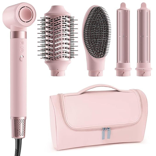 MESCOMB 5 in 1 Hot Air Styler Wrap - High-Speed Hair Dryer, Volumizing Brush with Auto Curlers, Fast Drying & Frizz-Free Styling Straightening, No Heat Damage, Includes Travel Bag, Gift for Women