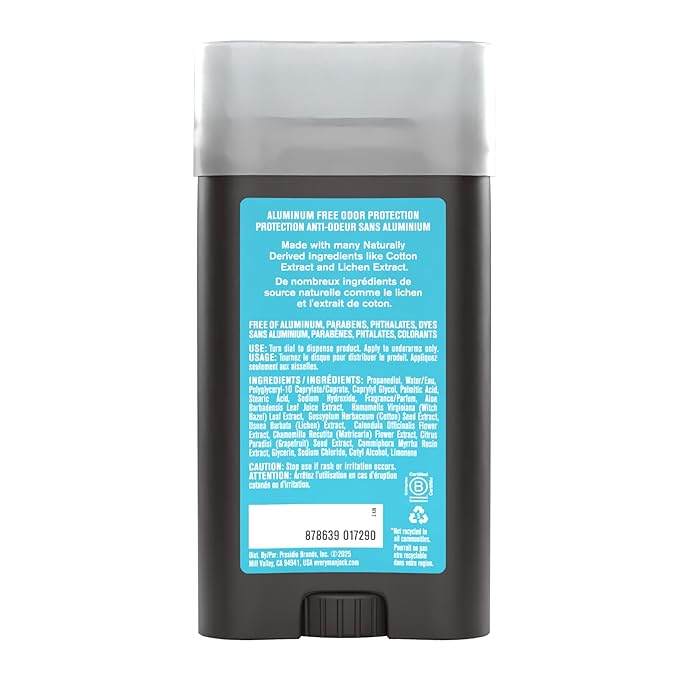 Every Man Jack Coconut Driftwood Men’s Deodorant - Stay Fresh with Aluminum Free Deodorant For all Skin Types - Odor Crushing, Long Lasting, with Naturally Derived Ingredients - 3oz (2 Pack)