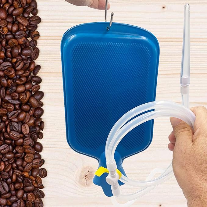 Enema Kit – 2L Enema Bag– 5.0ft. Long Silicone Hose – 5 Multi-Size Reusable Tips – Controlled Water Flow – for Colon Detox Cleanse Enemas