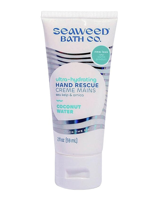 Seaweed Bath Co. Ultra-Hydrating Hand Rescue Moisturizing Cream - Coconut Water Scent - Sustainably Harvested Seaweed, Sea Kelp, Arnica to Soothe Dry, Rough Skin - 2 oz