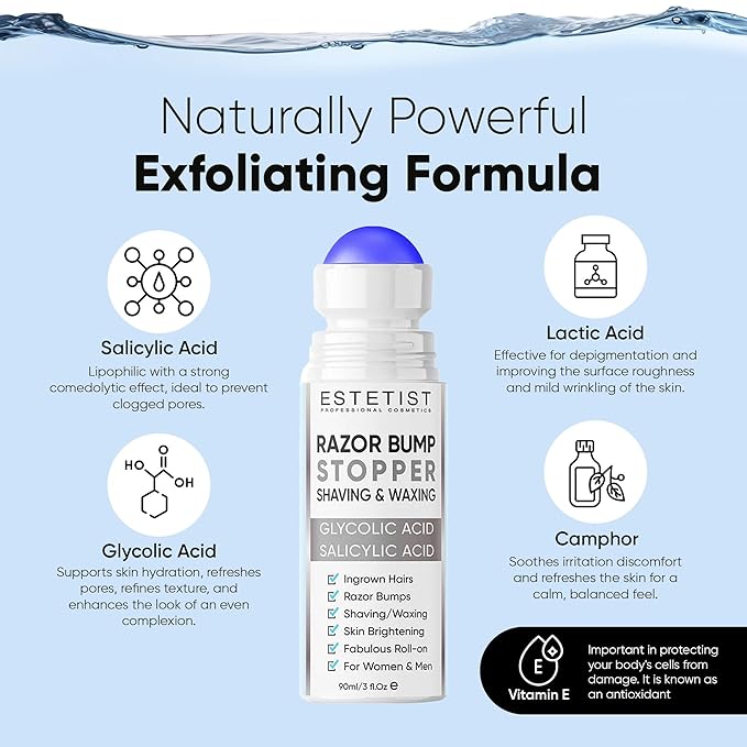 ESTETIST Razor Bump Solution Roll-On, Ingrown Hair & Razor Burn Care Serum, After Shave Roller for Bikini Area, Face, Neck, Underarm & Legs, Skin-Soothing Post Shave Care