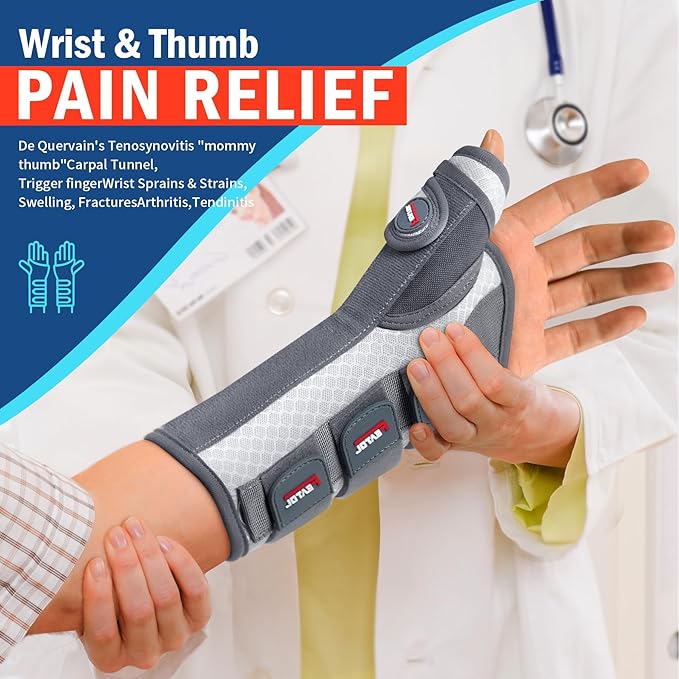 FEATOL 2 Pack Wrist Brace with Thumb Spica Splint for De Quervain's Tenosynovitis, Carpal Tunnel, Tendonitis, Arthritis-Thumb Brace for Pain Relief-Left & Right-M/L-White Pink