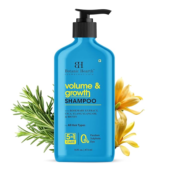 Botanic Hearth Rosemary Shampoo Infused With Cica, Ylang Ylang Oil & Biotin Oil – Clarifying Shampoo For Hair Volume, Growth & Strength | Paraben & Sulfate Free | For All Hair Types, 16 Fl Oz