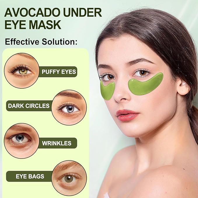 LAVONE Eye Mask - 30 Pairs Avocado Under Eye Patches Skin Care Products - Eye Masks Skincare for Dark Circles and Puffiness, Reduce Wrinkles, Eye Bags and Fine Lines, for Women and Man