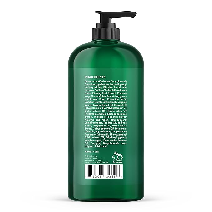 Botanic Hearth Peppermint Oil Shampoo | Hair Blooming Formula With Keratin For Thinning Hair | Fights Hair Loss, | Sulfate Free For Men And Women | 16 Fl Oz