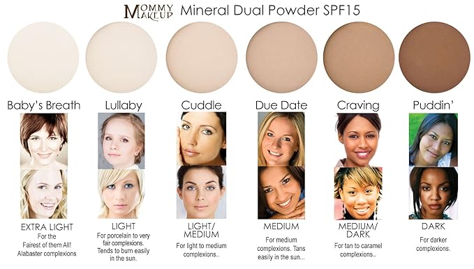 Mineral Dual Powder - 4-in-1 Pressed Mineral Foundation with SPF 15 for Flawless Glow - Oil-Free, Talc-Free, Gluten-Free, 0.45 oz (Cuddle - Light/Medium) by Mommy Makeup