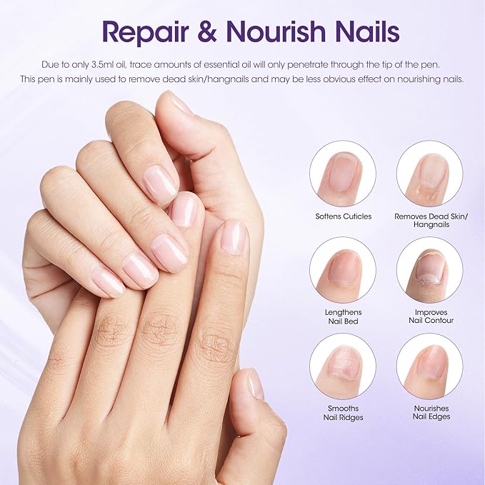 Gellen 4-in-1 Cuticle Pusher Pen with Micro-Dosin Oil, Cuticle Remover & Cuticle Oil in a Pen, Ceramic Nail Pusher Oil Pen for Hangnails & Dry & Damaged Nails, Nail Care Pen for Repair & Nourish Nails
