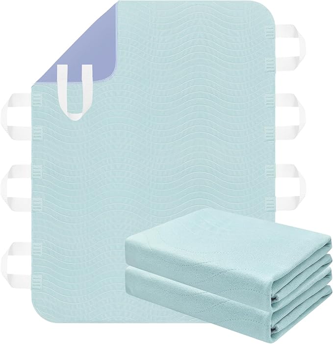 Bed Pads for Incontinence Washable Positioning Bed Pad with Handles, Reusable Underpads Absorbent with 4-Layer Waterproof Underpads for Incontinence, Elderly Bedridden (36×52 Inch - 2 Pack)