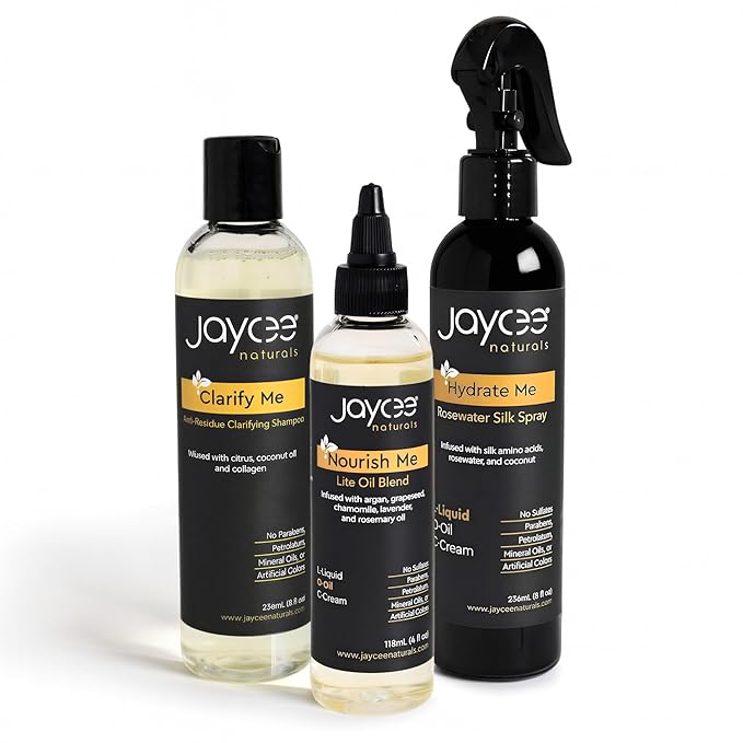 3-Step Loc Maintenance Kit - Clarify Weekly, Hydrate Daily & Seal Moisture | Shampoo, Rosewater Spray & Lightweight Oil for Locs & Textured Hair - Supports Healthy, Breakage-Free Locs