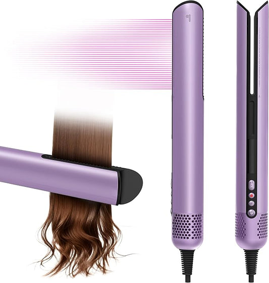 Hair Dryer Air Straightener Non-Movable Clamp Flat Iron No Heated Plates No Damage No Hand-Feeding Automatic Draws Hair Straighteners 2 in 1 Dry & Straight Styling Blower Tool for Women 1A to 2A Hair