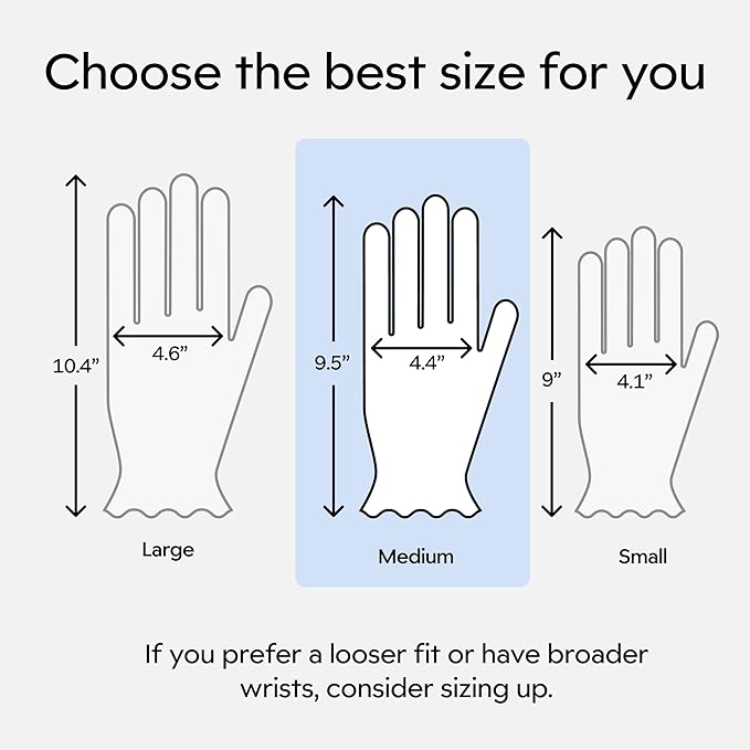 Clearbody Organics 100% Organic Cotton Gloves - 5 Pairs of White Hand Moisturizer Gloves, M - Sleeping Mitts for Dry Hands - Washable Cotton Liners for Men & Women