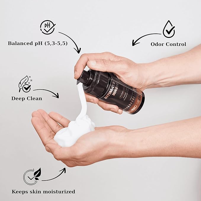 Intimate Wash for Men Combo Pack of 2 | Foaming Cleanser with Green Tea & Orange Oil | pH Balanced | Natural Ingredients | Cool, refreshing feeling | 6.67 fl oz Total | 2 pc Gift Set