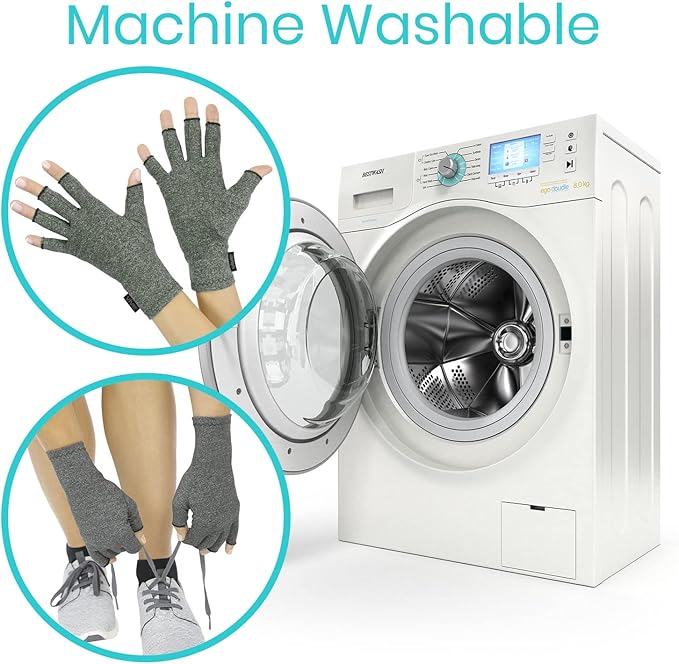 Vive Arthritis Gloves - Men, Women Rheumatoid Compression Hand Glove for Osteoarthritis- Arthritic Joint Pain Relief - Carpal Tunnel Wrist Support - Open Finger, Fingerless Thumb for Computer Typing