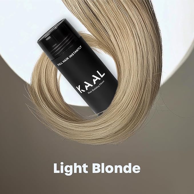 KAAL Hair Fibers - (27.5g, Light Blonde), Refillable Hair Powder Filler to Conceal Thinning Areas for Men and Women