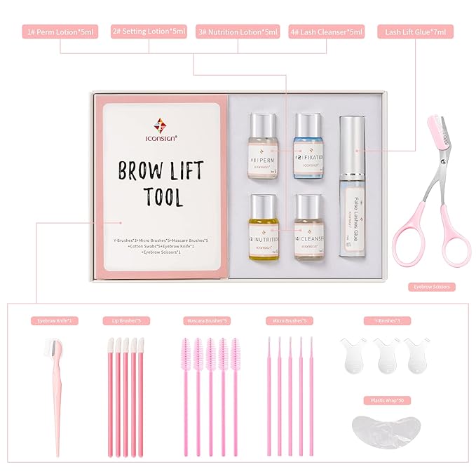 ICONSIGN Brow Lamination Kit, Professional Semi-Permanent Eyebrow lift Kit, Fuller & Thicker Brows Long Lasting up to 8 weeks, Suitable for Salon & Home Use