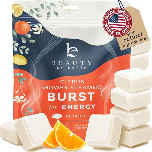 Shower Steamers Aromatherapy - USA Made with Natural Ingredients & Citrus Essential Oil, Valentines Day Gifts for Her & Him, Long Lasting Shower Bombs for Energy Boost, Spa Gifts for Women & Men