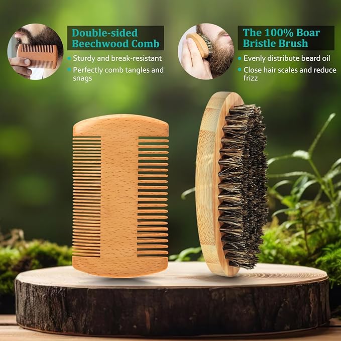 Valentines Day Gifts for Him - Beard Kit w/Beard Oil & Balm, Beard Brush & Comb, Beard Wash/Shampoo for Men's Self-care, Anniversary | Birthday Gifts for Men Husband Boyfriend Dad Son Friend Brother