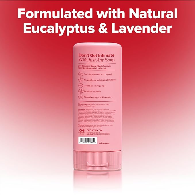 O Positiv URO pH Balanced Probiotic Wash – Odor Control, pH Balance, Dryness & Irritation Support for Intimate Areas – Probiotics & Lactic Acid – 6.75 oz