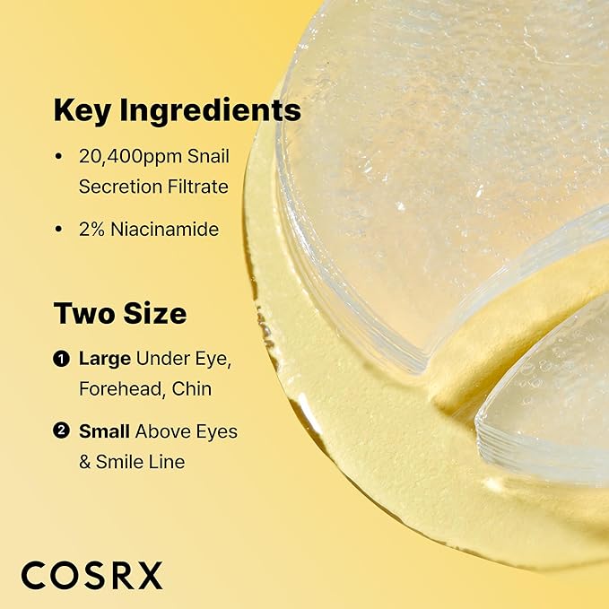 COSRX Advanced Snail Hydrogel Eye Patch (60pc), Gel Serum Mask, Puffy Under Eye Treament, Fine Lines, Refresh, Hydrate, Korean Skin Care