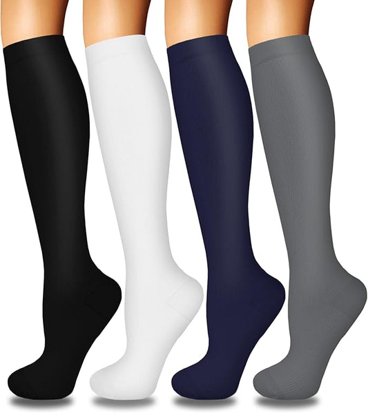 Iseasoo 4 Pairs Compression Socks for Women Circulation-Best Support for Nurses,Running,Athletic,Travel