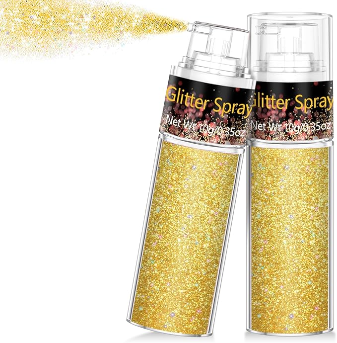 Hair and Body Glitter Spray, 1PC Glitter Hairspray Dry Powder Makeup for Clothes, Festival Rave Prom Loose Sparkle Powder,Holographic Ultra Fine Resin Glitters for Crafts (1PC Sparkling Gold)