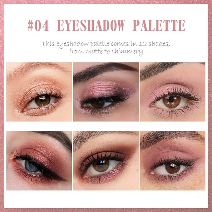 SUAKE Nude Pink Eyeshadow Palette, Matte & Shimmer, High Pigmented 12 Colors Brown Purple Eye Shadow Primers for Eye Makeup, Korean Powder Palet de sombras de ojos (04# Red Bean)