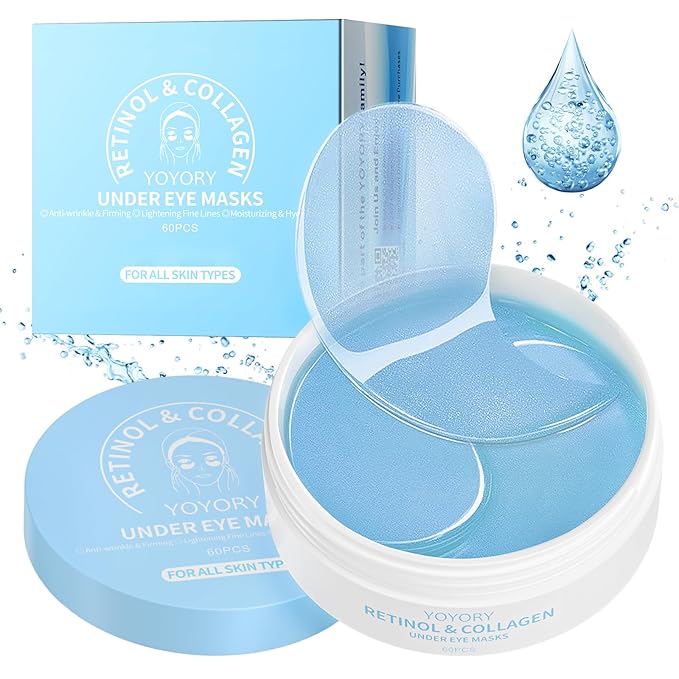 Under Eye Patches Masks - for Dark Circles, Puffy Eyes, Fine Lines, Wrinkles, Eye Bags Treatment with Collagen and Hyaluronic Acid,Firming & Cooling, Moisturizing and Hydrating (60 Pcs) Blue